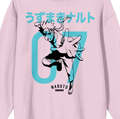 Bioworld Naruto Shippuden Naruto Kanji Crew Neck Long Sleeve Cradle Pink Adult Sweatshirt2