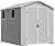 Devoko 6x8 FT Plastic Storage Shed with Floor, Outdoor Resin Garden Shed with Window, Waterproof Tool Storage Shed with Lockable Door for Backyard, Patio, Lawn, Light Gray