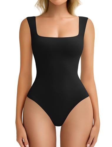Avidlove Bodysuits for Women Square Neck Body Suit Double Lined Tank Top Bodysuit Soft