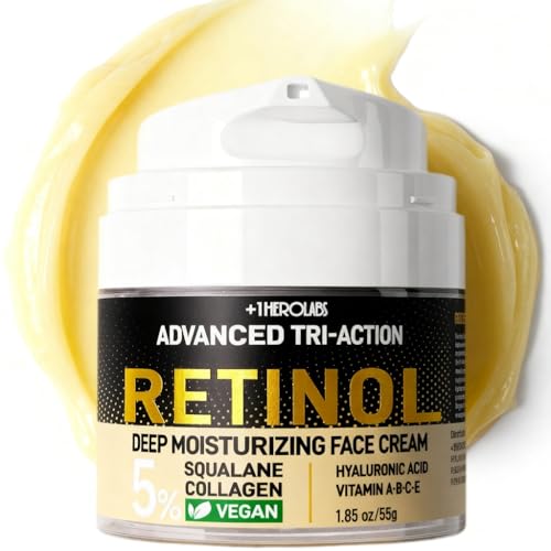 Retinol Moisturizer Anti-Aging Face Cream - Triple Retinol, 5% Squalane, Hyaluronic Acid, Collagen, Peptides, Niacinamide - Hydrating & Firming Wrinkle Night Cream, Fragrance Free, 1.85oz (Pack of 1)