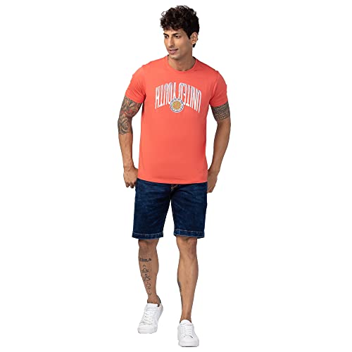 Image of Spykar Round Neck Half Sleeves Blended Slim Fit T-Shirt for Men