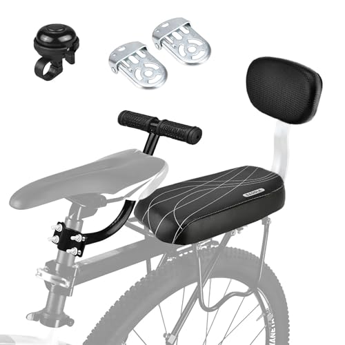 Gliron Soft Bicycle Back Seat for Child,Comfortable Kids Bike Rear Seat with Backrest Handlebar Attachment for Children (Black)