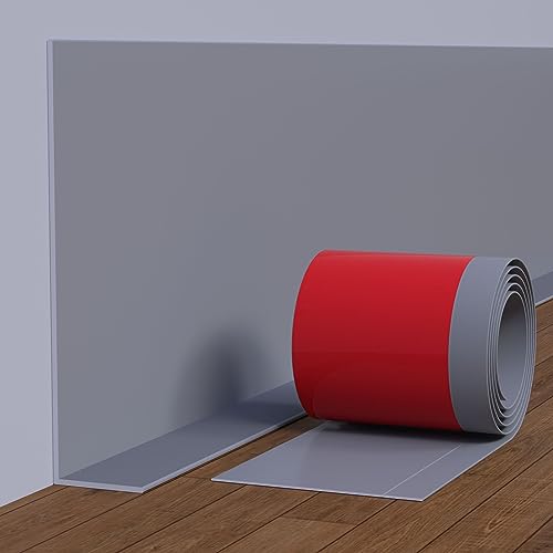 Jaspond Flexible Vinyl Wall Base Baseboard Molding Trim, 5 Inch x 40 Feet Peel and Stick Rubber Wall Trim Molding, Self-Adhesive Rubber Wall Base Moulding Trim