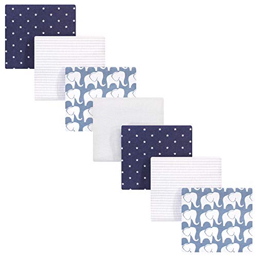 Image of Hudson Baby Unisex Baby Cotton Flannel Receiving Blankets Bundle, Boy Elephant, One Size
