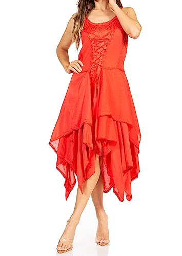 Image of Sakkas Lady Mary Jacquard Corset Style Bodice Lightweight Handkerchief Hem Dress