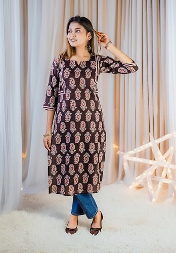Image of Women's Cotton Printed Straight Kurti