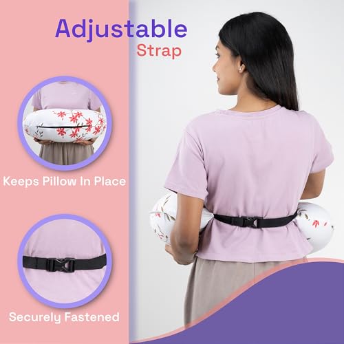 Image of Wakefit Feeding Pillow for New Born Baby | 3 Months Warranty | 5 in 1 Nursing Pillow for Breastfeeding with Cotton Removable Cover | Sakura White