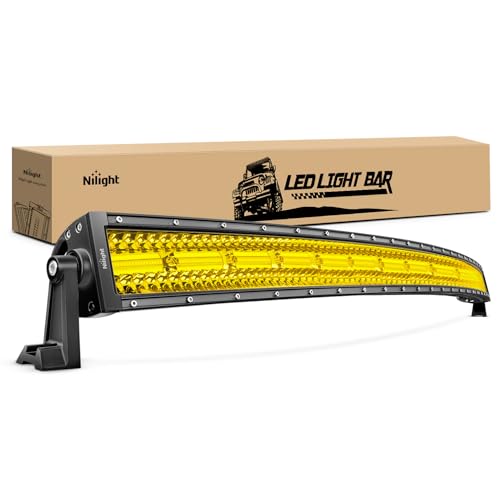 Image of Nilight 42 Inch LED Light Bar 320 LED Chips Yellow Beam Curved Triple Row Fog Light Spot Flood Combo High Power LED Driving Lights Off Road Lights for Trucks SUV UTV ATV Truck Van 4x4 Boat