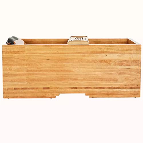MegLob Holz Freiständige Badewanne, Rechteck Mit Stuhlbadewanne Mit Stuhl & Bad, Traditionelles Japanisches Holz -Einweichen -Wannen -Kit, Spa/Schönheitssalon Deep Soaker,190cm/74.80in