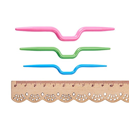 Pandahall 30 Pcs 3 Sizes Abs Plastic Knit Cable Stitch Knitting Needles Smooth Crochet Hook Crooked Needle Twist Curved Hand Knit Knitting Needles Mixed Color Length 90-108Mm #TOP2