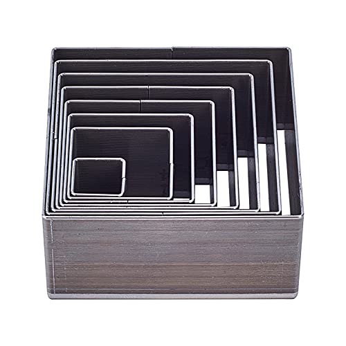 PandaHall 8pcs Die Punch Cutter, 10.5-51mm Hollow Punching Tool High Carbon Steel Die Cutter Square Leather Cutting Die for Leather Crafts