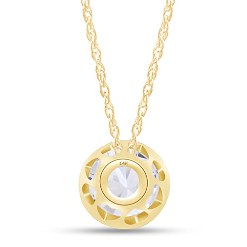 SAVEARTH DIAMONDS 14K Solid Gold 1 Carat 6.5MM Moissanite Classic Bezel Set Solitaire Lab Created Diamond Pendant Necklace for Women, Gold Chain 18 inch3