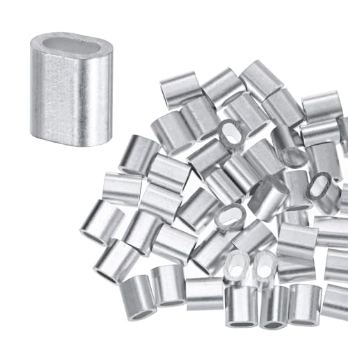 M METERXITY 150-Pack Aluminum Crimping Loop Sleeves, 2mm 5/64 Single Round Barrel Wire Rope Sleeves Cable Ferrule for Wire Rope/Cables Crimping Loop Sleeve