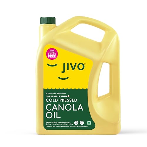 Image of JIVO Canola Cold Pressed Edible Oil - 4 Litres | Cooking Oil for Daily Use, Ideal for Roasting, Frying, Baking & All Types of Cuisines | Cold Pressed Oil for Cooking