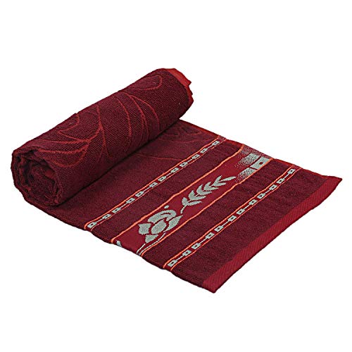 Image of Heart Home 100% Cotton 2 Pieces Bath Towel 27 inch x54� (Blue & Maroon) - CTHH1234,Multi,Standard