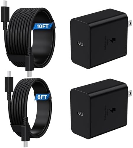 45W Super Fast Charger Type-C, 2Pack 45W USB C Charger Block with 10FT/6FT USB C to C Cable Fast Charging for Samsung Galaxy S26 S25 S24 Ultra/S23/S22/S21/S20, Android, Galaxy Tablet