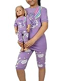 HDE Girls Pajamas - Pajama Set with for Girl with Matching Doll Outfit - 100% Cotton, Breathable...