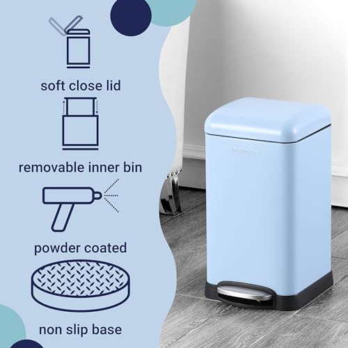 Image of happimess Betty Retro Mini 3.2 Gal Step Trash Can, Tide Pool Blue