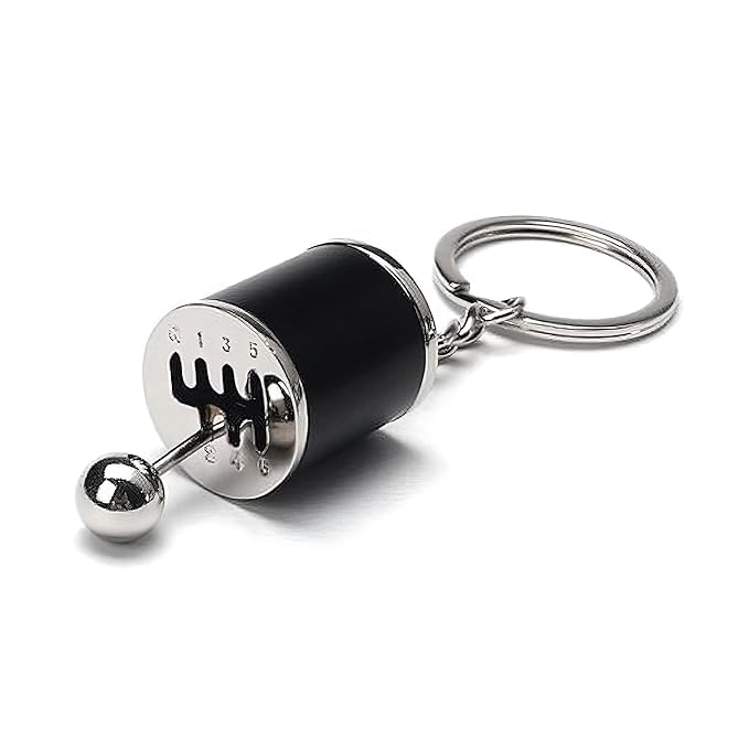 QURAX 6Speed Creative Auto Part Gear Keychain Metal Shift Gearbox keychain Toy Manual Transmission Shift Lever Keyring Key Chain Turbo Car Gear For Gifting With Key Ring Anti-Rust Pack of 1
