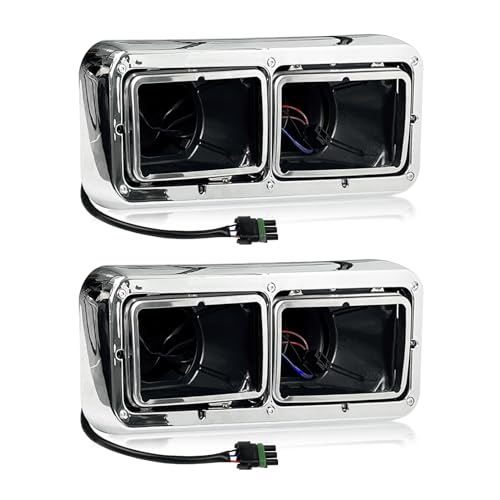 Grandroad auto Headlight Housing Base with Chrome Dual Headlight Bezel Fit For Kenworth T400 T600 T800 W900 K100 C500 Peterbilt 378 379 Western Star 4900 Freightliner FLD Classic XL