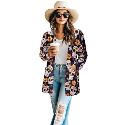 Image of Women's Open Front Cardigan Long Sleeve Loose Sweater Lightweight Soft Cardigan Jackets