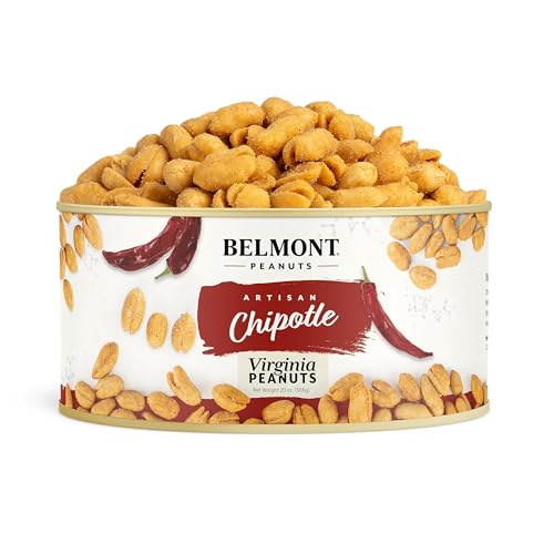 Image of Belmont Peanuts Gourmet Chipotle & Sea Salt Virginia Peanuts, 20 oz (1 Pack) - Simple Ingredients, No Preservatives, 7g Protein - A Spicy, Salty, Crunchy, Hand Seasoned Snack