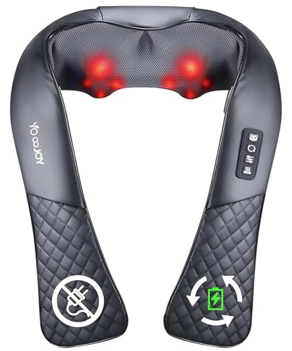 YoooJOY Cordless Shiatsu Neck and Back Massager with Heat for Pain Relief Deep Tissue, Rechargeable...