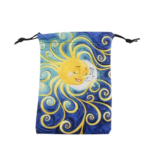 巾着付きタロットバッグ - タロットカード収納バッグ、再利用可能な13x18cmの巾着ポーチ、オラクルカード、厚みのあるサイコロ、カードパーティーの記念品収納バッグ、ジュエリーポーチ、トラベルギフトバッグ。