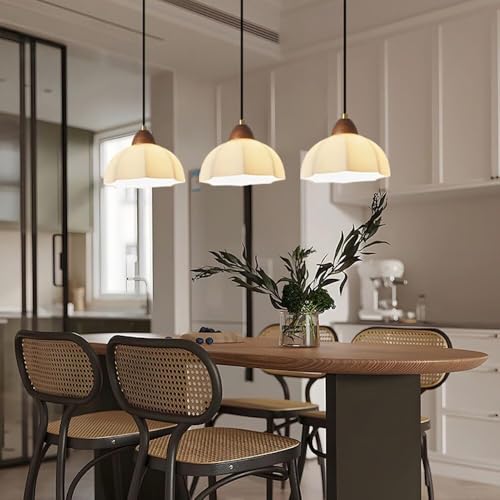 Lámpara Colgante de Cristal Festoneado de Estilo Moderno de Mediados de Siglo - Lámpara Colgante de latón Ajustable para Isla de Cocina, Comedor o mesita de Noche - Elegante luminaria de Tec