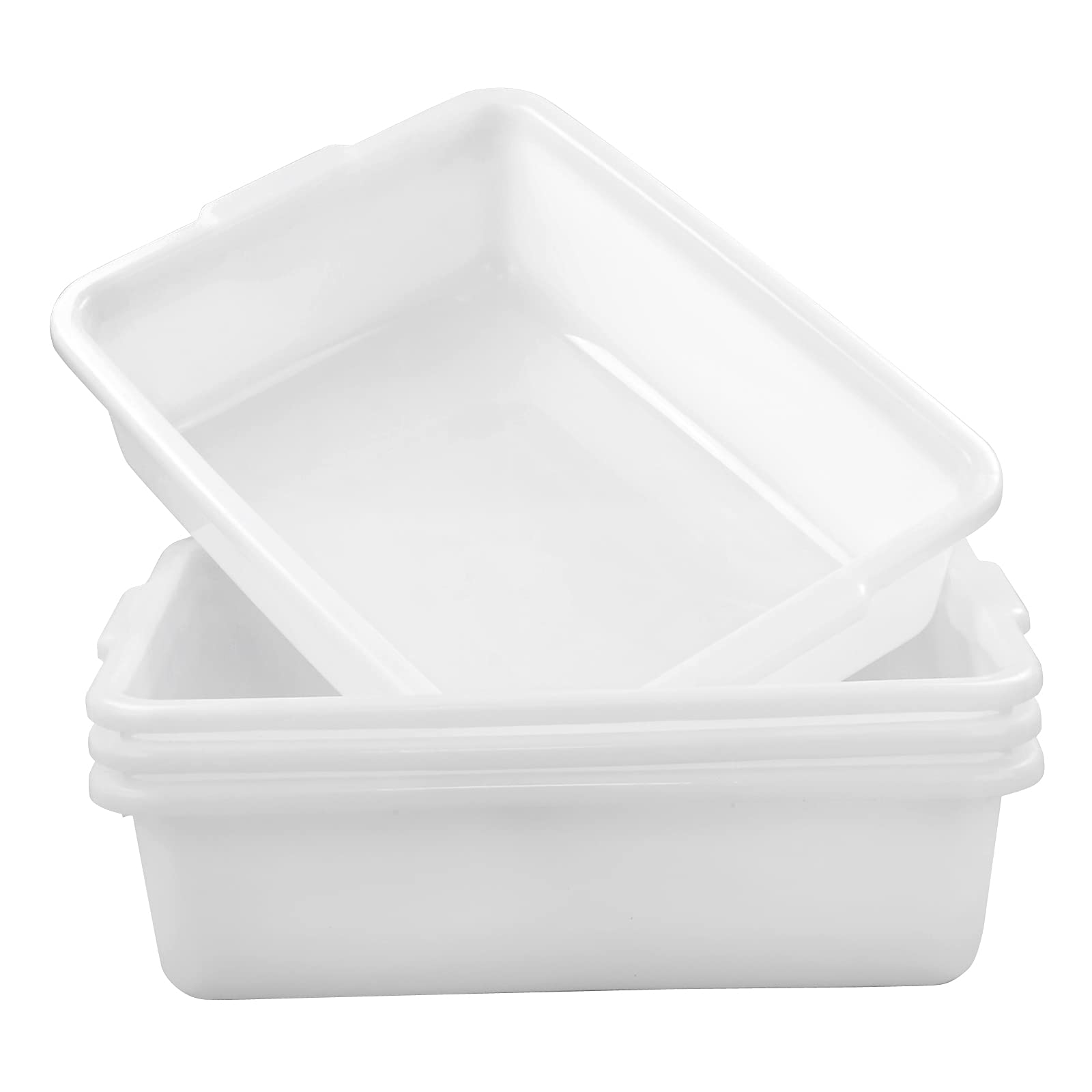 Afromy 23 L Commercial Products Standard Bus/Utility Box, 4-Pack Commercial Bus Tubs Box/Tote Box, White