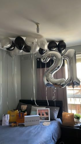 Image of 40 Inch Silver 1 Balloon for First Birthday, 1st Number Balloons Birthday Decorations, One Giant Number 1 Balloon