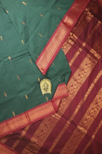 Image of Women's Kanjivaram Cotton Silk Saree South Indian Paithani Sari | gadwal cotton sarees with Zari Border and Blouse Piece - Suitable For All Indian Occasions and Festivals 191