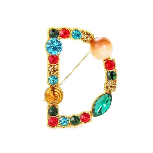 Image of Rhinestone Initial Brooch - 26 Letter A-Z Lapel Pin with Colorful Crystals - Capital Letter Pin for Women & Girls - Suitable for Dress, Suit, Bags & Decors