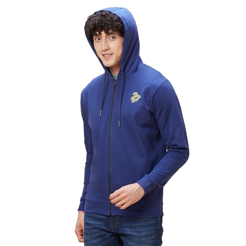 Image of Being Human Blue Regular Fit Long Sleeves Men's Hoodie Clothing
