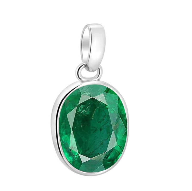 s kumar gems & jewels Original Certified Natural Emerald Stone (Panna Stone) 3.25 Ratti Silver Pendant for Rashi Ratan-picture-32