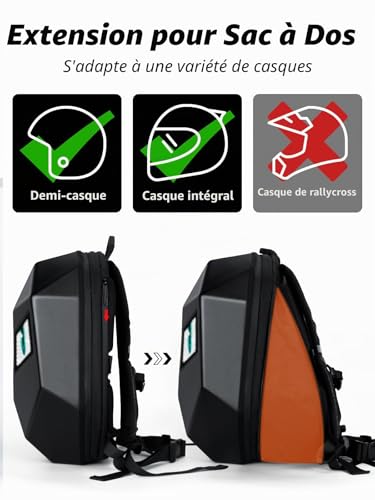 Sac à dos pour casque de moto LED programmable étanche Gelrova noir - 2