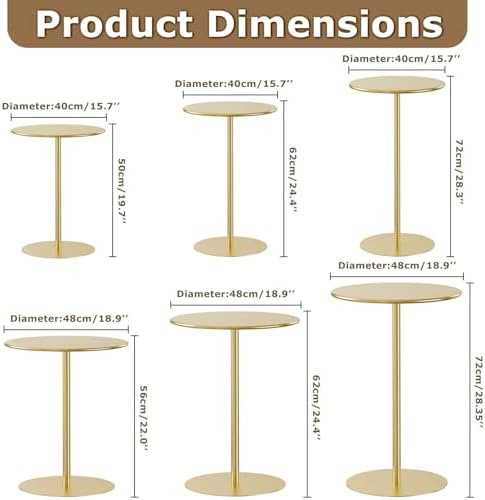 Tall Round Bar Table with Metal Base, Counter Height Bistro Pub Table, Circular Cocktail Dining Table for Kitchen, Restaurant, Living Room, Leisure Sofa Side Table