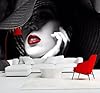 Minimalist Three Dimensional Black and White Portrait Red Lips 3D Wallpaper Easy Install Feature Office Living Room Sofa Bedroom TV Background Wall Decoration-350cm×256cm #2
