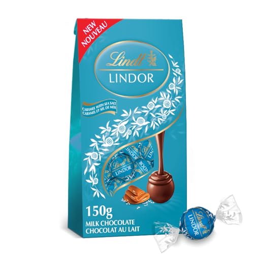 Lindt LINDOR Milk Caramel Sea Salt Chocolate Truffles, 150-Gram Bag