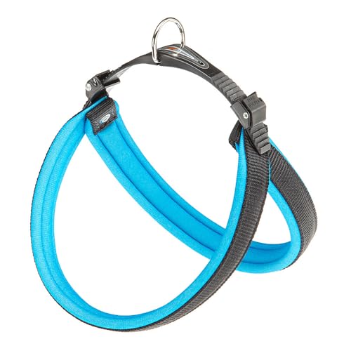 Ferplast Pettorina per Cani di Media Taglia AGILA FLUO 3 Pettorina Cani con Morbida Imbottitura, Sistema di Sgancio e Aggancio Rapido, Misura del Torace 42-50 cm. Blu
