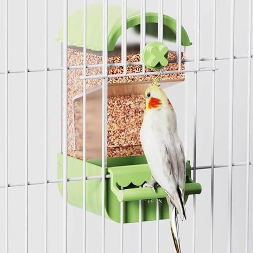 Comedero automático para loros, antidispersión, comedero para pájaros para jaula, recipiente para periquitos, jaulas, accesorios, pinzones, periquitos, canarios, 1 piedra molar