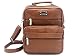 Goson Men Genuine Leather Satchel iPad Messenger Bag Shoulder Organizer Bundle with Aviator Sunglasses Brown