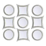 Home DCASA Dcasa Juego De 9 Espejos de Pared Muebles Pegatinas Decoración del hogar Unisex Adulto, Crema (Crema), única