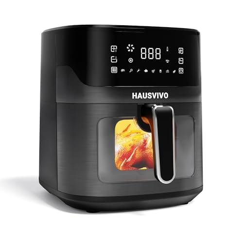 HAUSVIVO Freidora de Aire 6,5L sin Aceite | 1600W Airfryer con Ventana Visible | 8 Programas, Pantalla Táctil, Temporizador, Cesta Antiadherente, Apta para Lavavajillas