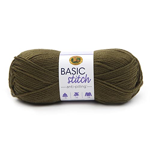 Image of Lion Brand Yarn Basic Stitch Anti-Pilling Knitting Yarn, Yarn for Crocheting, 1-Pack, Olive
