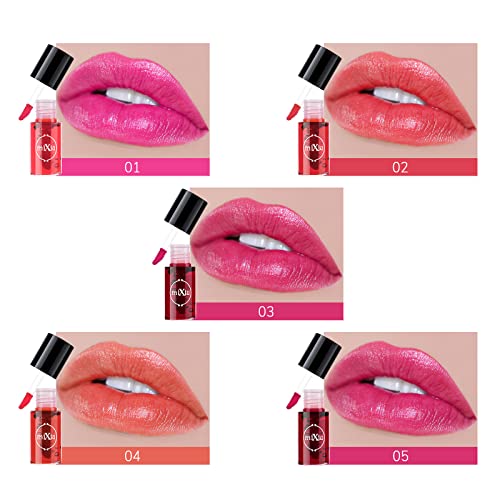 Freeorr 5 Colors Lip Tint Stain Set, Blusher Water Tint Makeup, Lip Stain Waterproof Long Lasting, Hydrating Fruity Dyeing Liquid Tint For Lips, Lip Tint For Girls And Women #TOP2