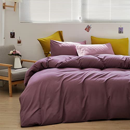 Image of KAREVER Purple Comforter Set King Grape Color Bedding Set 3 Pieces Lightweight Blanket Set Hotel Quality Women Breathable Comforter Set King