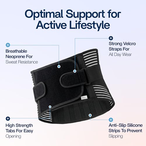 Back Brace for Lower Back Pain Relief | Sciatica Lumbar Support Belt for Men & Women, Adjustable Back Support Brace for Work & Daily Use, All-Day Comfort & Heavy-Duty Compression (Medium (33-37.9