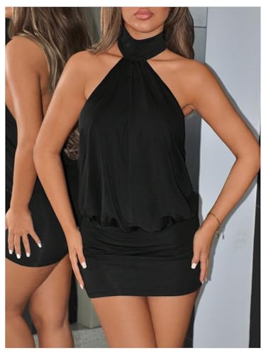 SOLY HUX Women's Halter Mini Dress Y2k Backless Bodycon Club Night Cocktail Dresses2