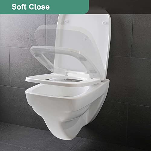 Deska sedesowa, deska sedesowa Soft Close, wolnoopadająca, wolnoopadająca, kwadratowa deska sedesowa z powolnym zamykaniem, szybkie zdejmowanie, mocowanie na górze, jeden kolor 04G